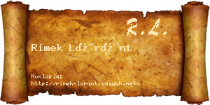 Rimek Lóránt névjegykártya
